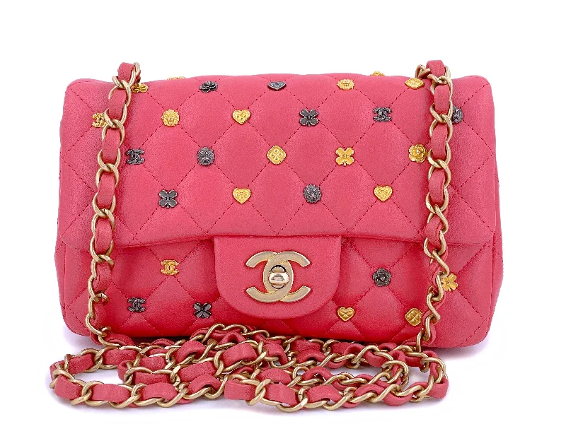 Chanel New Arrival Handbag with Gold HardwareChanel Dark Pink Lucky Charms Rectangular Mini Flap Bag GHW