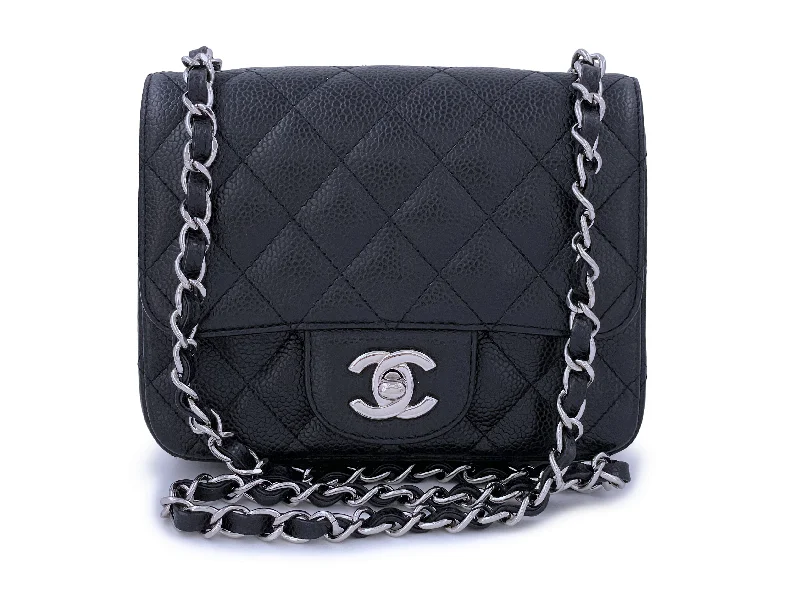 Chanel Quilted Leather Shoulder Bag for FashionistasChanel Black Caviar Square Mini Flap Bag SHW