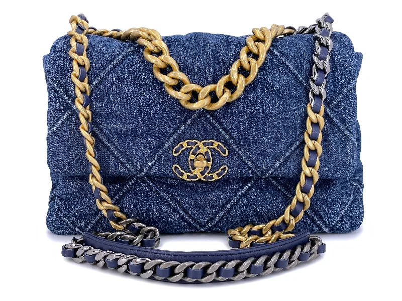 Chanel Vintage Inspired Handbag for Retro LoversChanel 19 Washed Blue Denim Large Flap Bag GHW