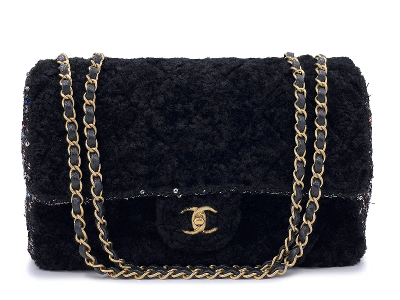 Chanel Chain Strap Handbag for Everyday UseChanel 2020 Shearling Fantasy Tweed Jumbo Classic Flap Bag GHW