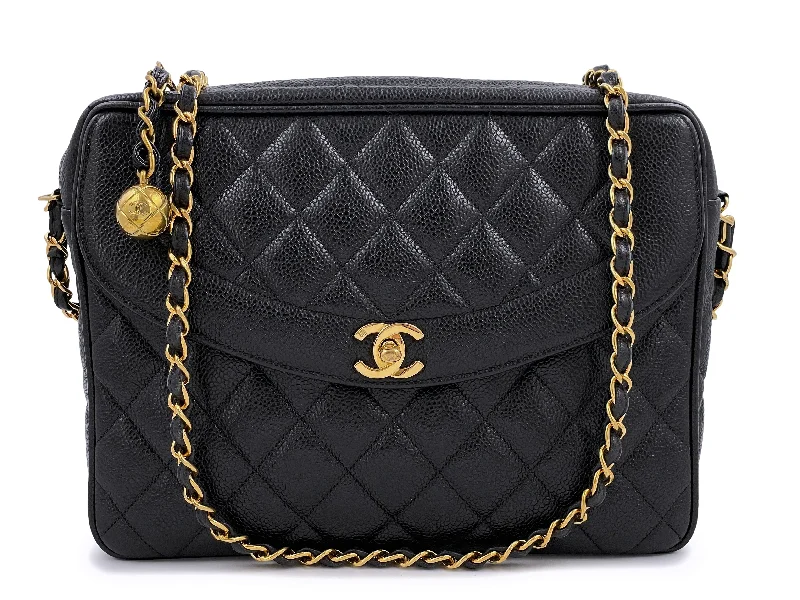 Chanel Classic Flap Bag for Evening PartyChanel 1994 Vintage Black Caviar Flap Camera Case Bag 24k GHW