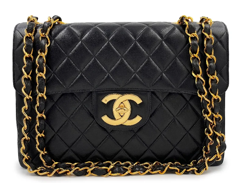 Chanel Chain Strap Handbag for Everyday UsePristine Chanel 1997 Vintage Black Jumbo Classic Flap Bag 24k GHW Lambskin