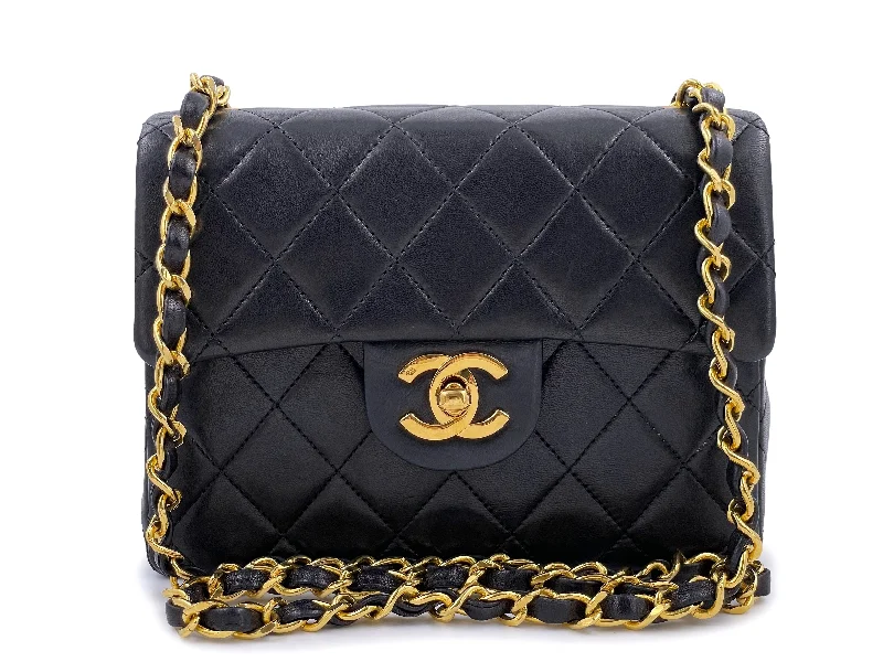 Chanel Limited Edition Handbag for CollectorsChanel 1989 Vintage Black Square Mini Flap Bag 24k GHW Lambskin