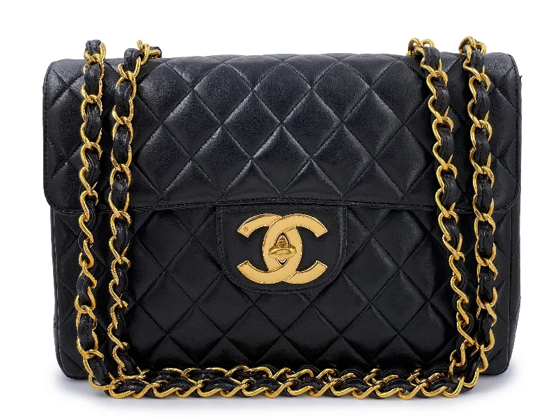 Chanel Limited Edition Handbag for CollectorsChanel 1997 Vintage Black Jumbo Classic Flap Bag 24k GHW Lambskin