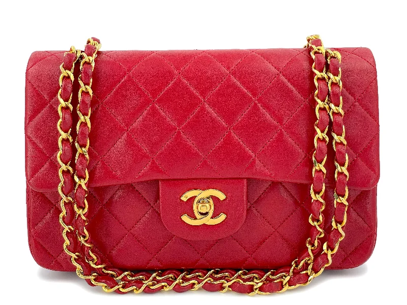 Chanel Lightweight Handbag for Daily ErrandsChanel 1989 Vintage Red Small Classic Double Flap Bag 24k GHW Lambskin