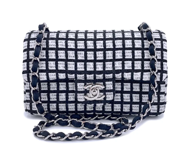 Chanel All - Match Handbag for Versatile StylingChanel 2014 Logo Mania Black White Rectangular Mini Flap Bag SHW