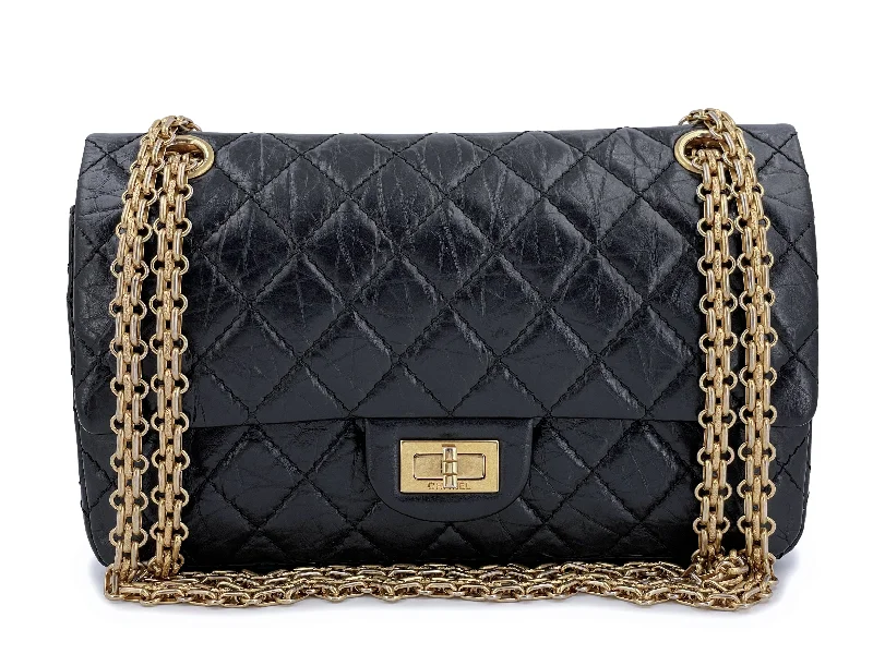 Chanel Handbag with Adjustable Strap for ComfortChanel Black Aged Calfskin Reissue Small 225 2.55 Flap Bag GHW