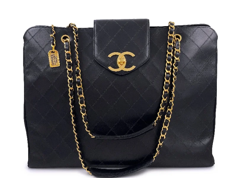 Chanel Colorful Handbag for Spring OutfitsChanel 1991 Vintage Black Quilted Supermodel Weekender Tote Bag 24k GHW