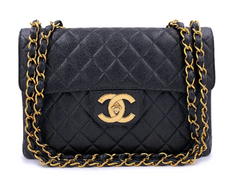 Chanel Vintage Inspired Handbag for Retro LoversChanel 1997 Vintage Black Caviar Jumbo Classic Flap Bag 24k GHW