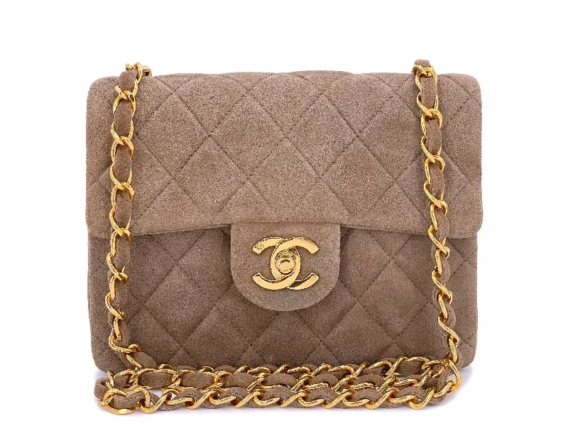 Chanel Black Handbag for Business MeetingsChanel 1994 Vintage Taupe-Chocolate Brown Suede Square Mini Flap Bag 24k GHW