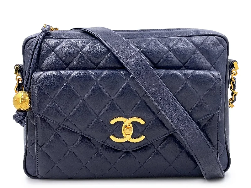 Chanel Colorful Handbag for Spring OutfitsRare Chanel 1994 Vintage Navy Blue Flap Pocket Camera Case Bag 24k GHW