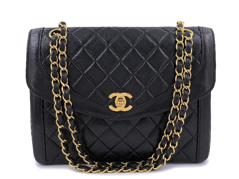 Chanel Luxury Handbag for High - End EventsChanel 1991 Vintage Black Curved Quilted Flap Bag 24k GHW