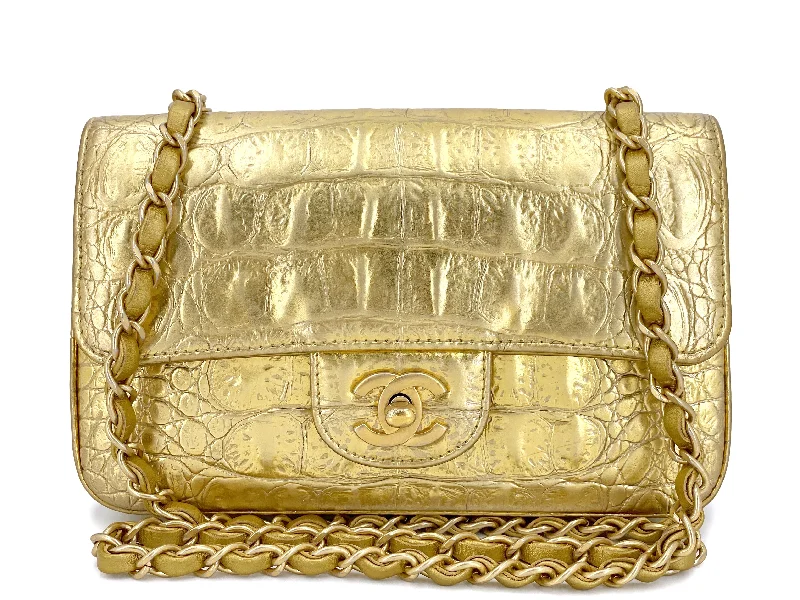 Chanel Quilted Leather Shoulder Bag for FashionistasChanel 19A Egyptian Gold Crocodile Print Rectangular Mini Flap Bag GHW