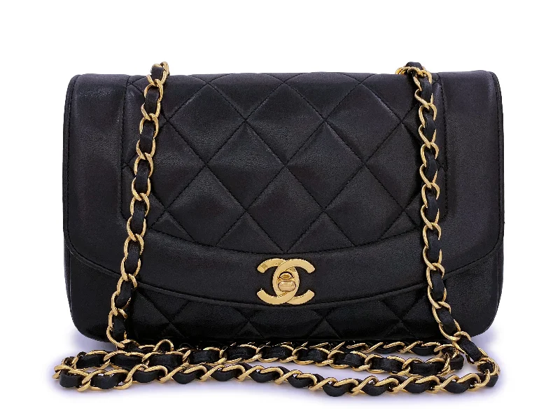 Chanel Small Crossbody Bag for TravelChanel 1996 Vintage Black Small Diana Flap Bag 24k GHW Lambskin