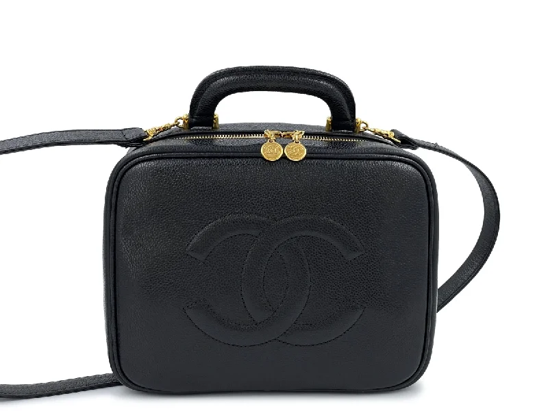 Chanel Vintage Inspired Handbag for Retro LoversChanel Vintage Black Caviar "Lunch Box" Vanity Timeless Logo Bag