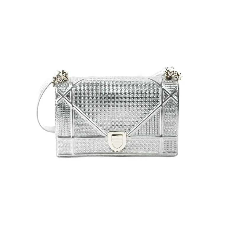 Christian Dior crossbody bags with a front - flap pocket for easy accessDior Medium Diorama Metallic Silver