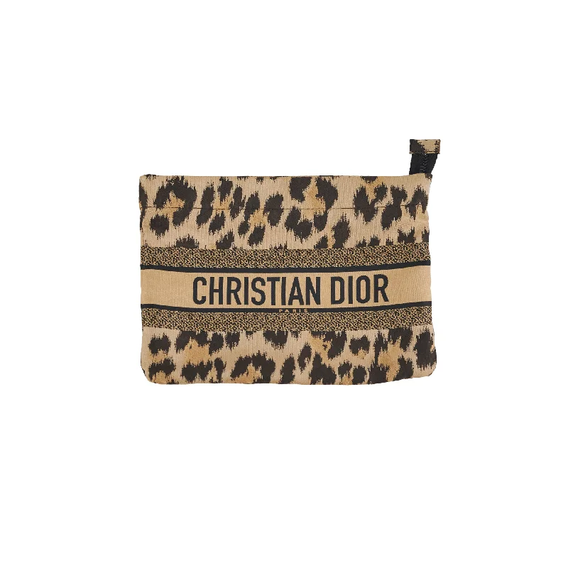 Christian Dior Saddle bags with a patent leather finish for a shiny lookChristian Dior Leopard Cosmetic Pouch