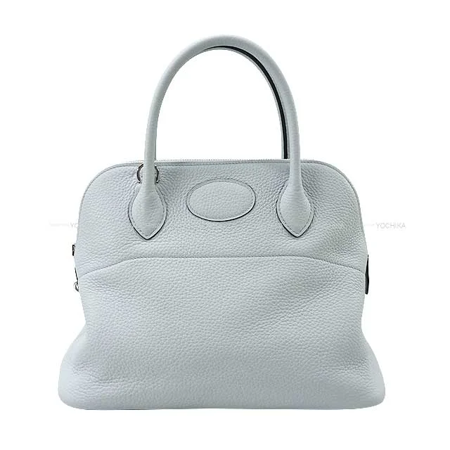 High - Capacity Hermes Duffle - Style Bags for Extended TripsHERMES Shoulder bag Bolide31 Bleu Pale Taurillon Clemence Silver HW Stamp