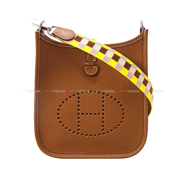 Dark - Hued Hermes Bags for a Sophisticated and Timeless PresenceHERMES Shoulder bag Evelyne 16 TPM Amazon Maxi Quadrille Gold/Jaune Citron/Rouge H/Mauve sylvestre Taurillon Clemence/Toile H Silver HW Stamp B[BRAND NEW][Authentic]