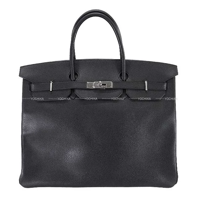 Kids' - Sized Hermes - Inspired Mini Bags for Young FashionistasHERMES Handbag Birkin40 Noir (Black) Ardennes Silver HW Stamp □K