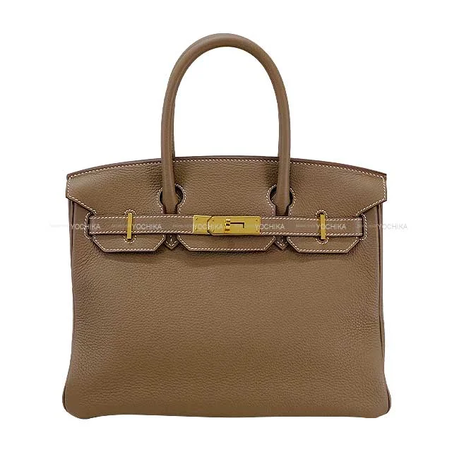 Soft - Handled Hermes So Kelly Bags for a Feminine TouchHERMES Handbag Birkin30 Etoupe Veau Togo Gold HW Stamp