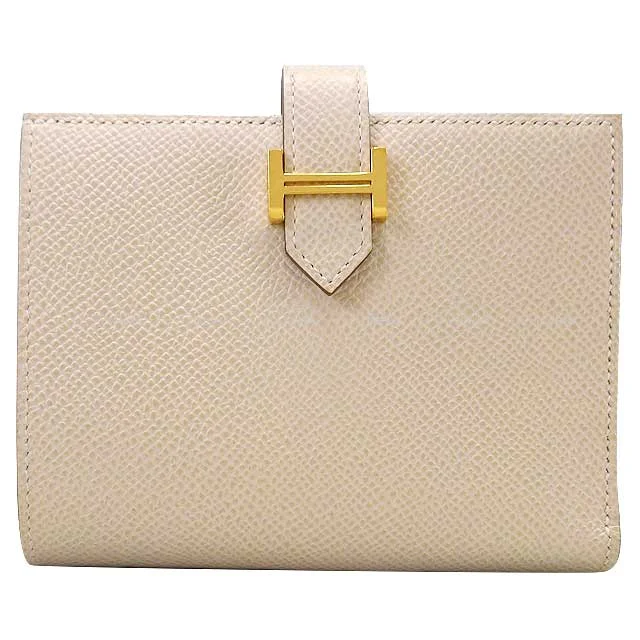 Hermes Bags with Detachable Pouches for VersatilityHERMES Bi-fold wallet Bearn Compact Verso  Craie/Gold Veau Epsom Gold HW Stamp