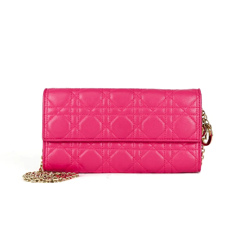 Stylish Christian Dior shoulder bags with a tassel - adorned zipperDior Wallet On Chain WOC Pink