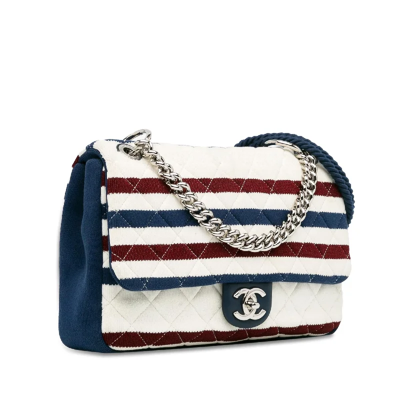 Chanel Chain Strap Handbag for Everyday UseChanel Jumbo Stripe Jersey Felt and Rope Flap (1O7u9U)