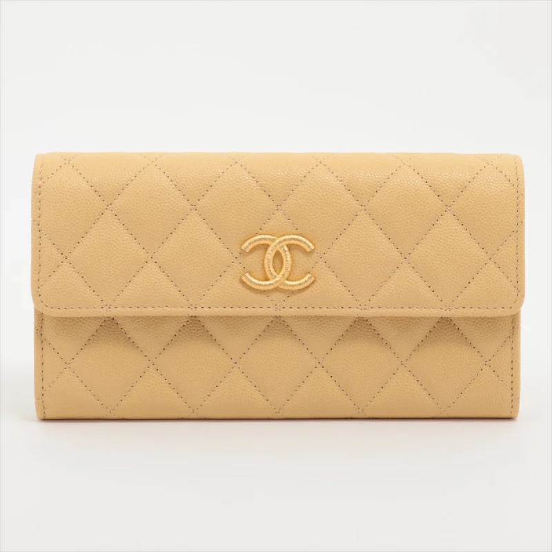 Chanel Designer Handbag with Unique DesignChanel Matrasse Caviar S Wallet Yellow Gold  Random