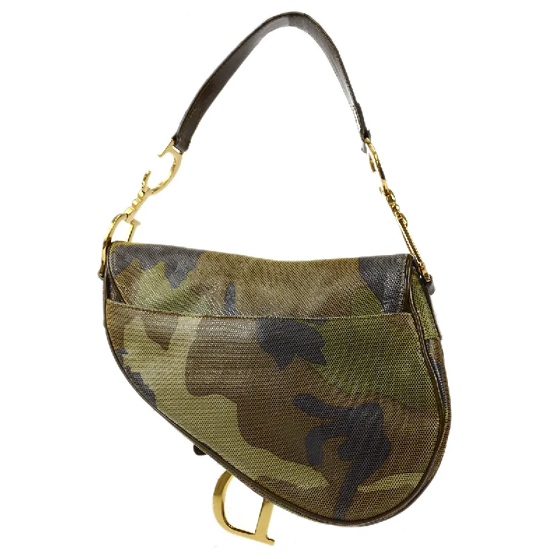 Contemporary Christian Dior handbags with a unique shapeCHRISTIAN DIOR 2000 Saddle Bag Medium Camouflage 67188