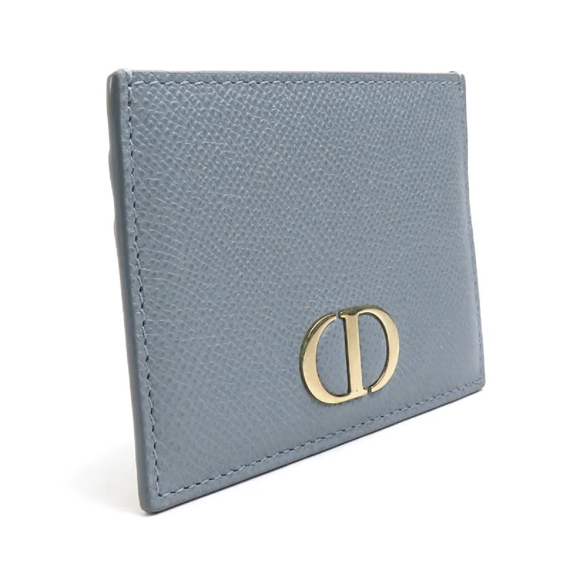 Christian Dior tote bags with a printed Dior logo on the frontCHRISTIAN DIOR Card Case Pass Leather Blue Gray Ladies