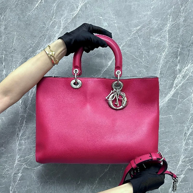 Contemporary Christian Dior handbags with a unique shapeDiorissimo Large Smooth Calfskin Red SHW