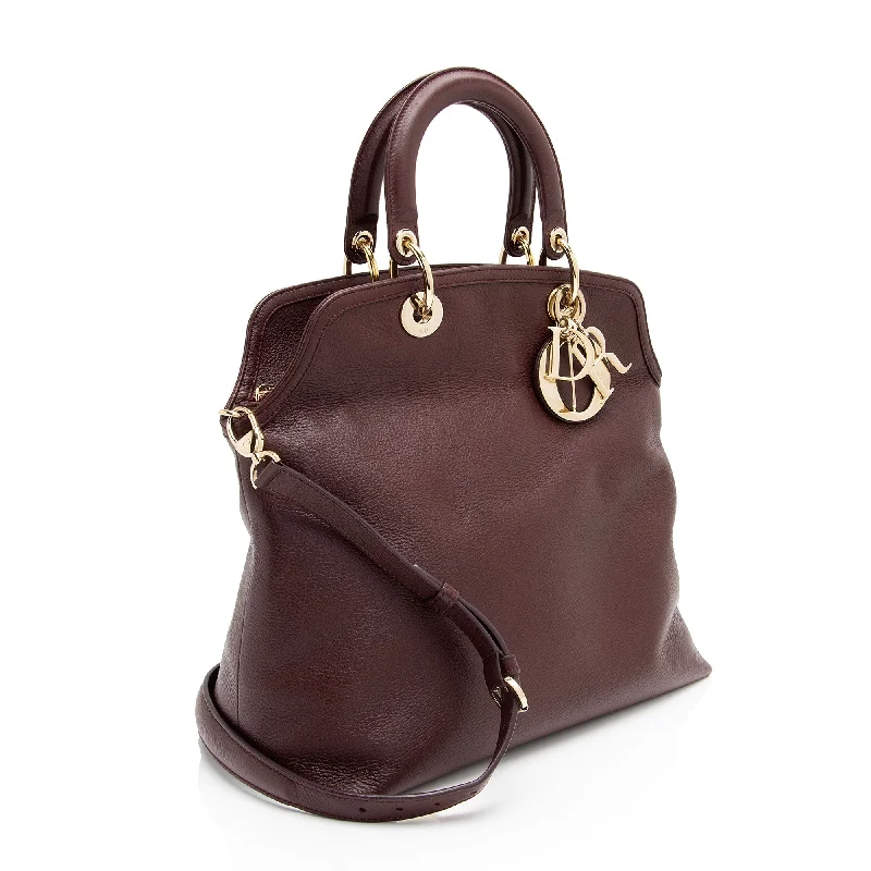 Christian Dior bags with a side - pocket for holding a water bottleDior Leather Granville Medium Tote (lNQNHB)