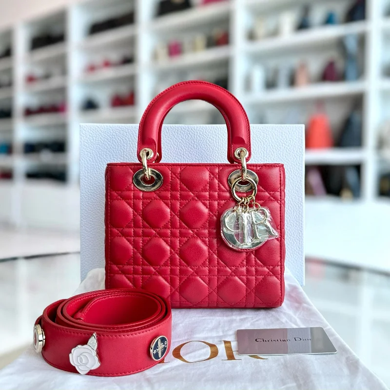 Christian Dior backpacks with a sleek, minimalist silhouette*Full Set, Receipt* Lady Small Cannage Badge Charm ABC Red Cross Body GHW