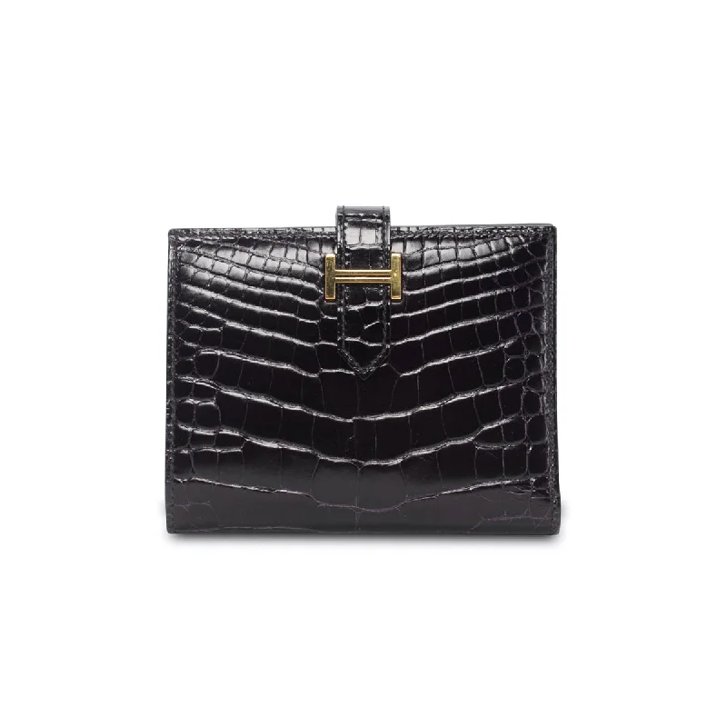 Sustainable and Ethical Hermes Bags for Conscious ConsumersHermes Amethyst Porosus Crocodile Bearn Compact Wallet