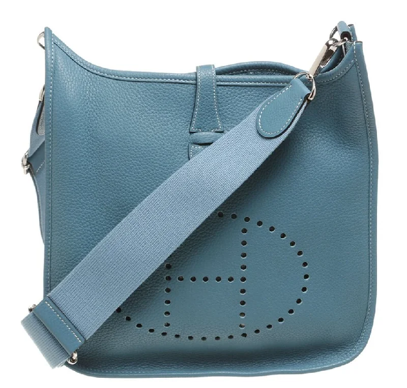 Durable Hermes Canvas - Trimmed Bags for Outdoor UseHermès Evelyne PM Bag Blue Clemence Leather