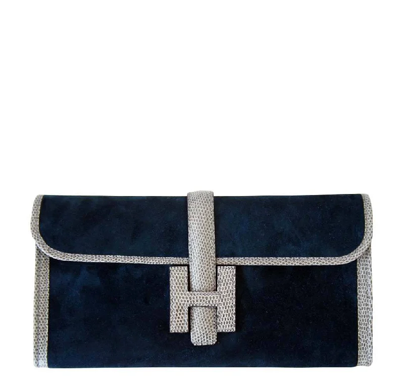 Hermes Lindy Bags in Seasonal Print CollaborationsHermès Jige 29 Blue Suede Lizard Bag