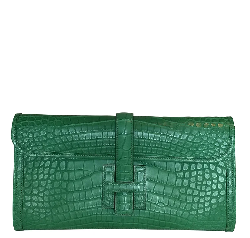 Customizable Hermes Bags with Personalized LocksHermès Jige Elan 29 Clutch Alligator Matte Bag