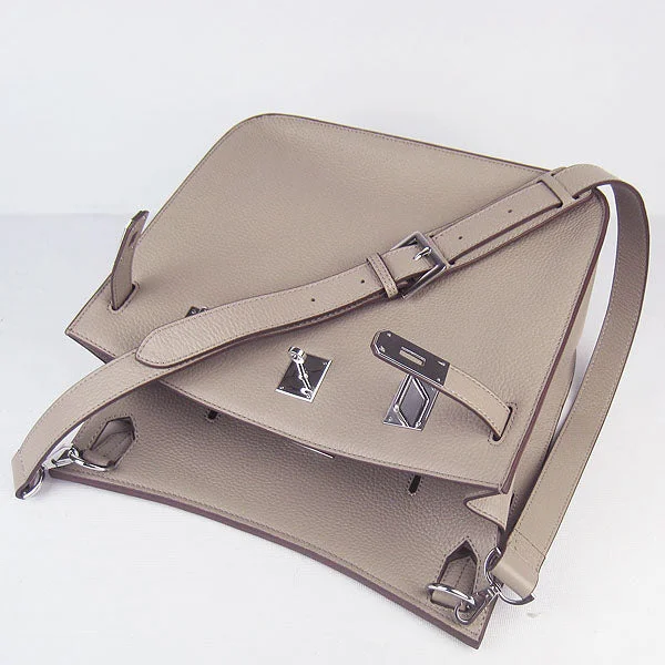 Hermes Bags with RFID - Blocking Linings for SecurityHermes Leather Shoulder bag H6508 grey silver