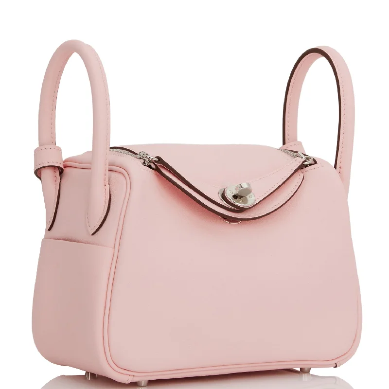 Light - Colored Hermes Bags for Spring and Summer AppealHermes Mini Lindy Rose Sakura Swift Palladium Hardware