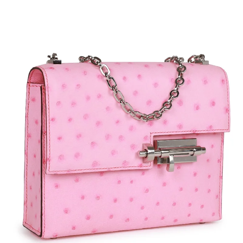 Hermes Bags with Chain - Link Handles for a Touch of GlamourHermes Mini Verrou Chaine Bag Bubblegum Ostrich Palladium Hardware