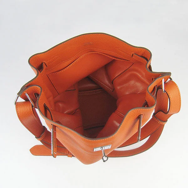 Hermes Lindy Bags in Seasonal Print CollaborationsHermes Nappa Leather Shoulder Bag H2804 orange Silver