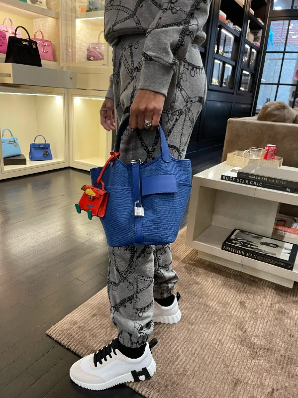 Monogram - Embellished Hermes Bags for a Personalized FlairHermès Picotin Lock 18 Bleu Royal Swift and Bleu Egee Toile Geoland Cargo Palladium Hardware