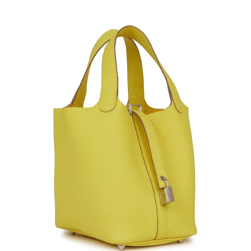 Water - Resistant Hermes Beach Bags for Summer FunHermes Picotin Lock 18 Lime Clemence Palladium Hardware