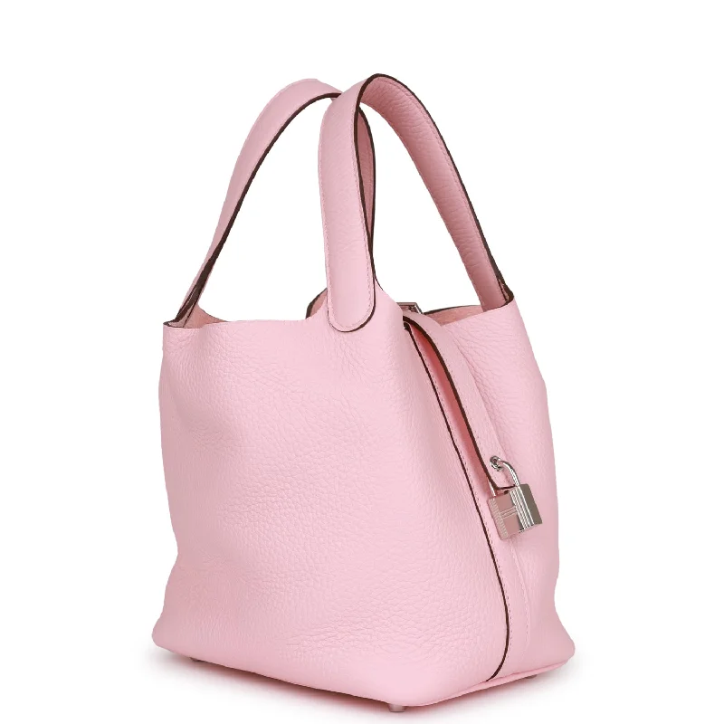 Sporty - Inspired Hermes Bags for Active LifestylesHermes Picotin Lock 18 Rose Sakura Clemence Palladium Hardware