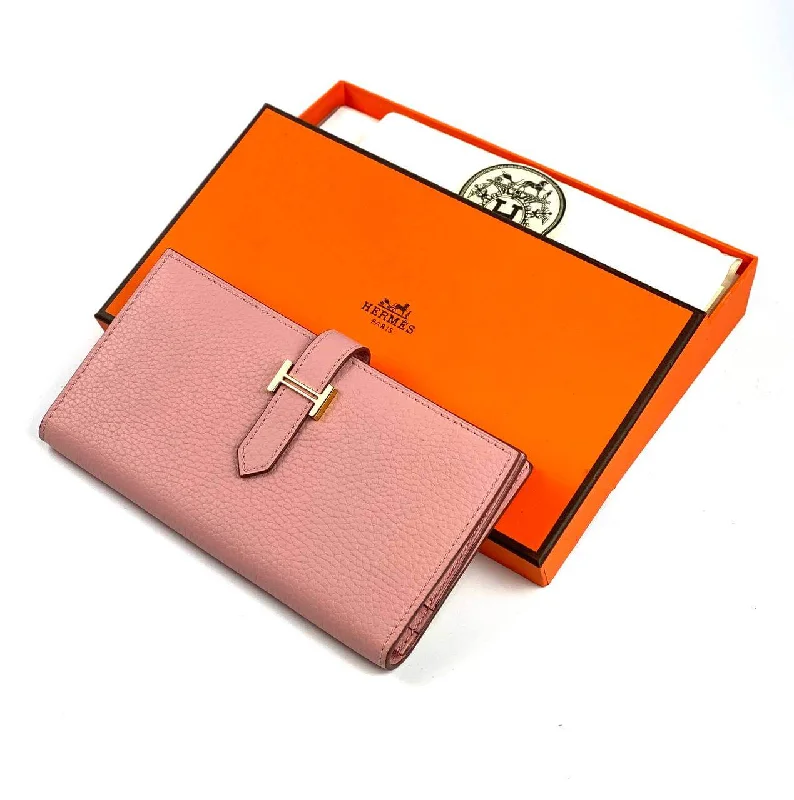 Elegant Hermes Clutch - Style Bags for Formal GalasHERMES PINK Bearn Compact Wallet, Epsom Etoupe and Gold Hardware