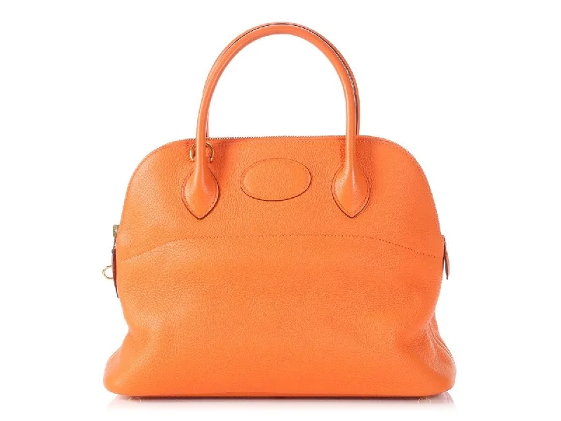 Sparkling Hermes Bags with Diamond - Encrusted AccentsHermes Orange Clémence Bolide 31