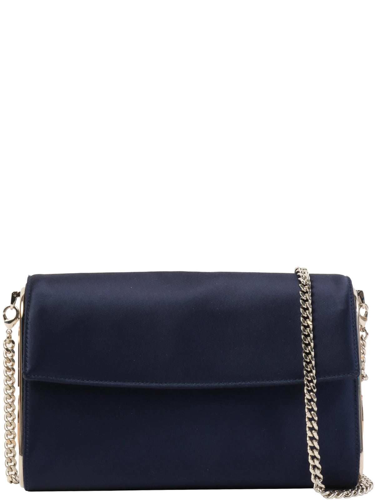 Christian Dior Saddle bags with a patent leather finish for a shiny lookDIOR Satin Side Logo Plate Chain Bag Navy