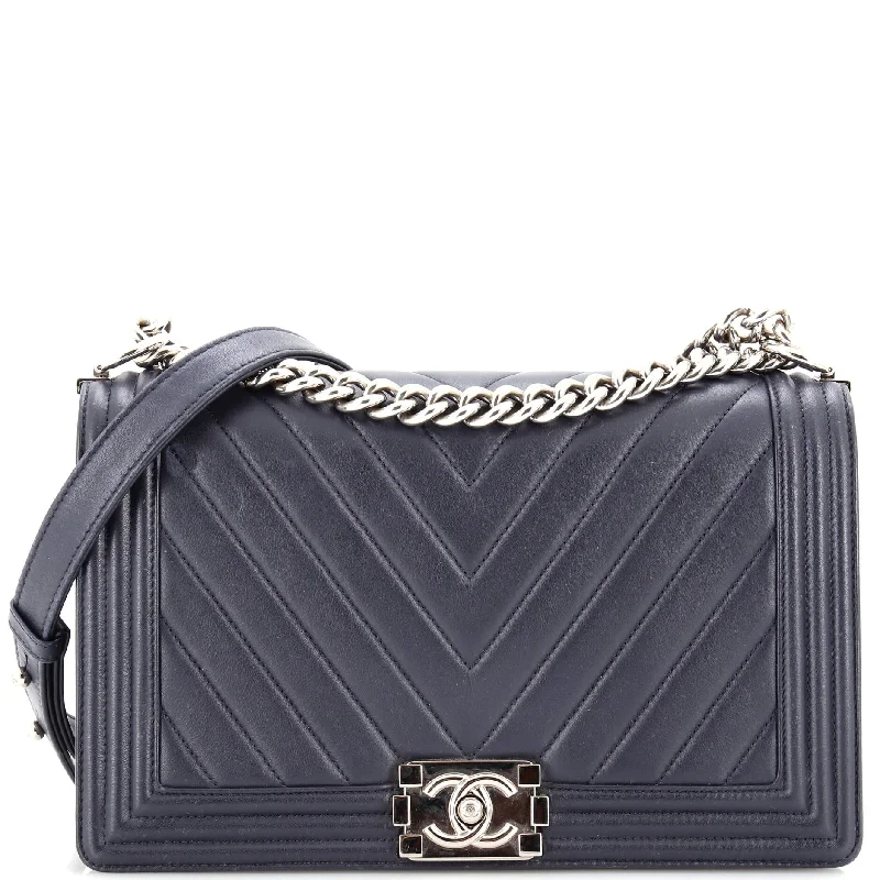 Christian Dior handbags with a detachable mirror for on - the - go touch - upsBoy Flap Bag Chevron Calfskin New Medium