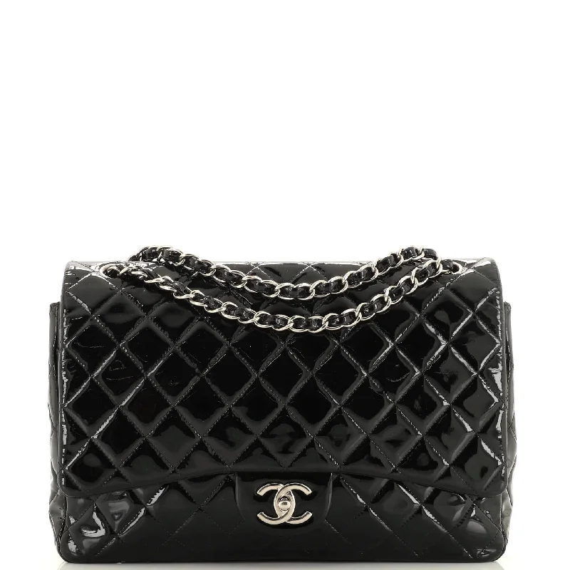 Christian Dior handbags with a removable shoulder strap for versatilityClassic Double Flap Bag Quilted Patent Maxi